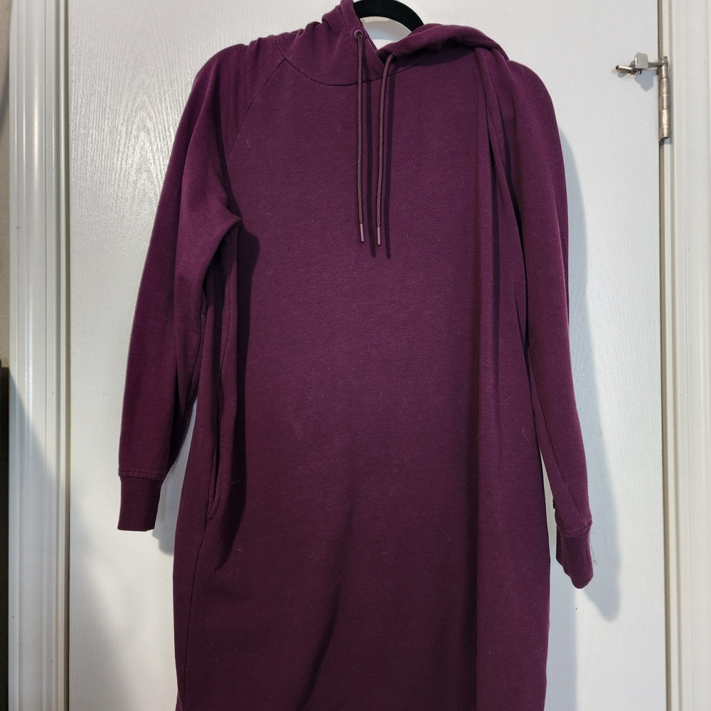 Casual Burgundy Hoodie Dress